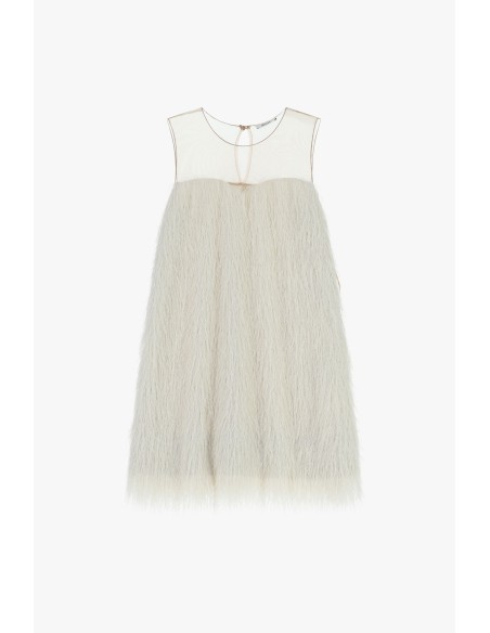 Vestido Curto Com Inserto Transparente E Franjas Dixie