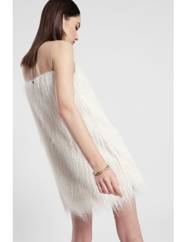 Vestido Curto com Inserto Transparente e Franjas Dixie