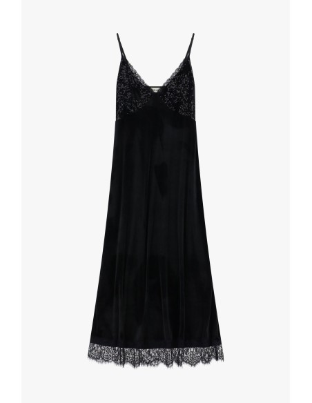Vestido midi com alças finas e detalhes em renda Dixie