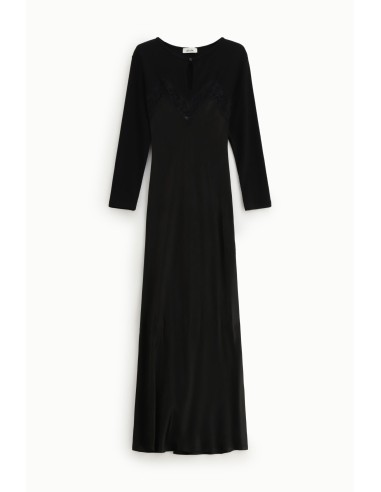 Vestido Longo Com Aplicações Em Renda E Mangas Compridas Dixie - Vestiti Firmati Life Smiles