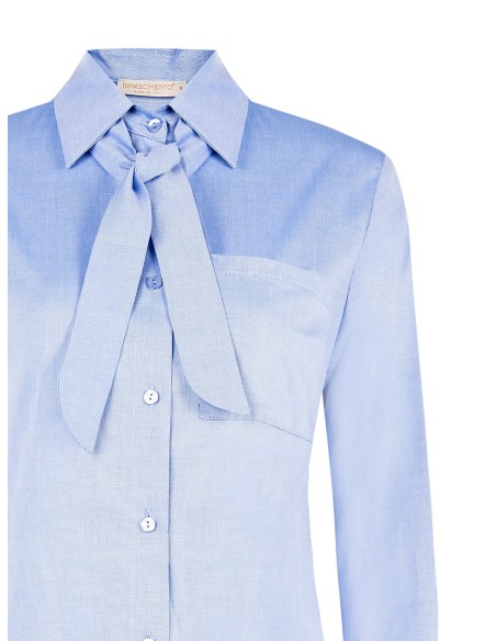 Camisa Ampla Em Algodão Com Laço E Bolsinho Rinascimento