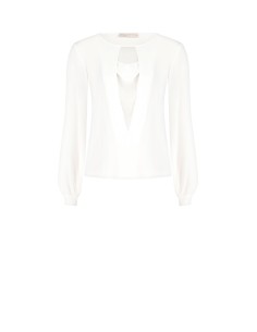 Blusa Acinturada em Georgette com Decote em V Profundo Rinascimento