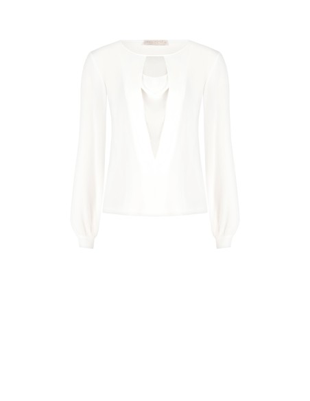 Blusa Acinturada em Georgette com Decote em V Profundo Rinascimento
