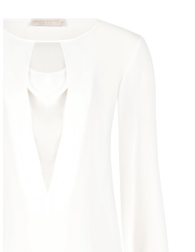 Blusa Cinturada Em Georgette Com Decote Em V Profundo Rinascimento