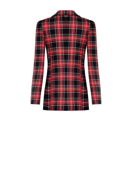 Blazer cinturado tartan com fio em lurex efeito glitter Rinascimento