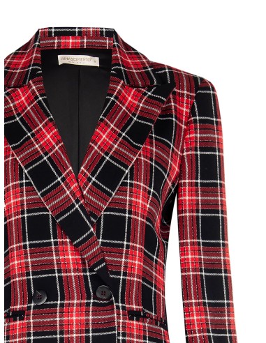 Blazer acinturado tartan com fio em lurex efeito glitter Rinascimento