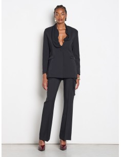 Blazer de corte longo com lapela em georgette Rinascimento