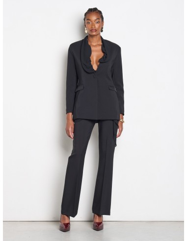Blazer de corte longo com lapela em georgette Rinascimento