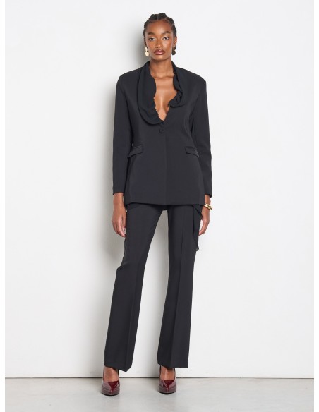 Blazer de corte longo com lapela em georgette Rinascimento