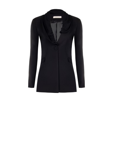 Blazer de corte longo com lapela em georgette Rinascimento