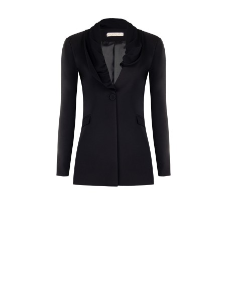 Blazer de corte longo com lapela em georgette Rinascimento