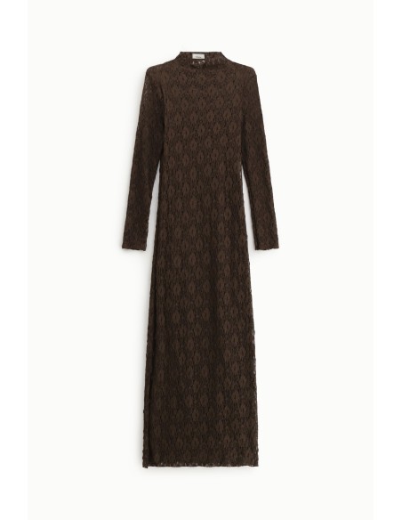 Vestido Longo em Renda com Mangas Longas Dixie