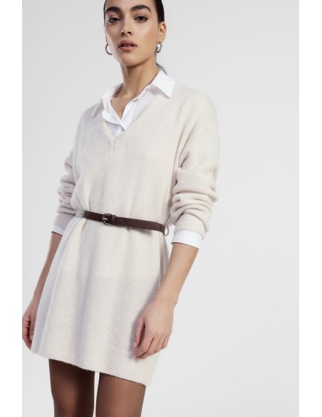 Vestido curto com cinto e decote em V Dixie