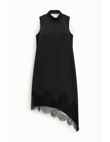 Vestido Sem Mangas Com Gola Alta E Acabamento Em Renda Dixie