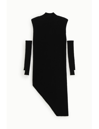 Vestido Midi Assimétrico Canelado Com Mangas Amovíveis Dixie