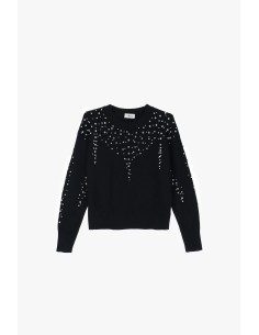 Camisola de gola redonda com aplicações luminosas Dixie