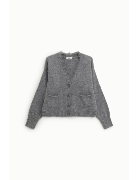 Cardigan com Decote em V e Bolsos Frontais Dixie