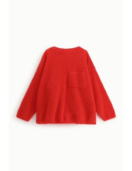 Camisola de gola redonda com bolso aplicado Dixie