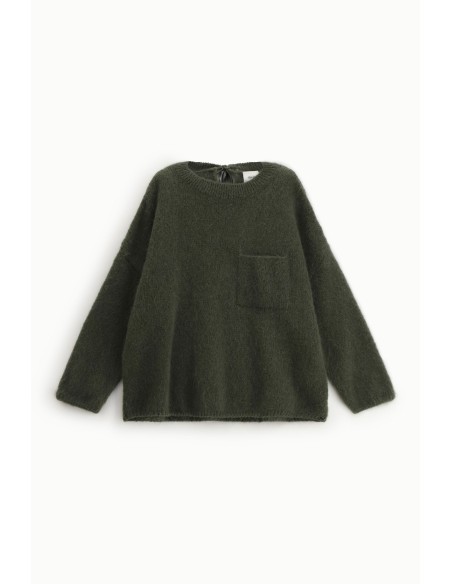 Camisola de gola redonda com bolso aplicado Dixie
