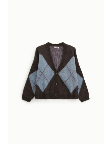 Cardigan com padrão de losangos e fecho de botões Dixie