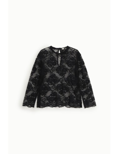 T-Shirt De Mangas Compridas Em Renda Com Barra Festonada Dixie - Vestiti Firmati Life Smiles