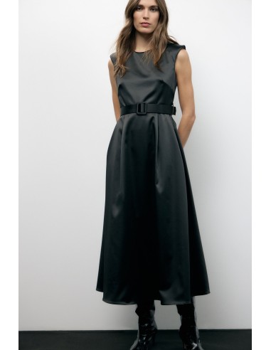 Vestido Longo Com Cinto E Corte Evasé Dixie