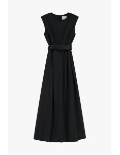 Vestido Longo Com Cinto E Corte Evasé Dixie 2