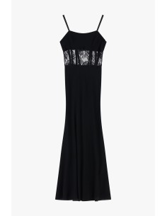 Vestido Longo Com Painéis De Renda E Alças Finas Dixie - Vestiti Firmati Life Smiles 2