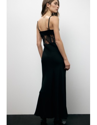 Vestido longo com painéis em renda e alças finas Dixie