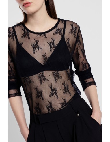T-Shirt Mangas Compridas em Tule Bordado Dixie