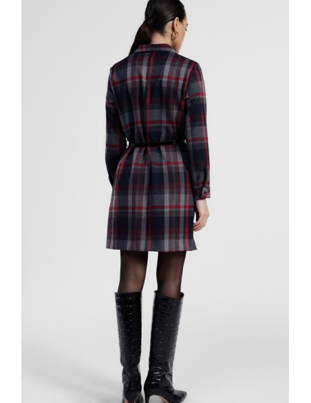 Abito Corto A Quadri Con Cintura E Collo Classico Dixie - Vestiti F...