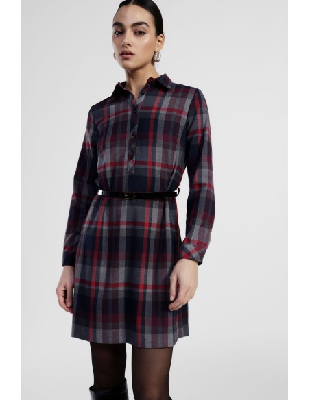 Abito Corto A Quadri Con Cintura E Collo Classico Dixie - Vestiti F...