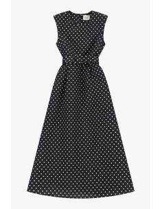 Vestido longo sem mangas de bolinhas com cinto Dixie 2