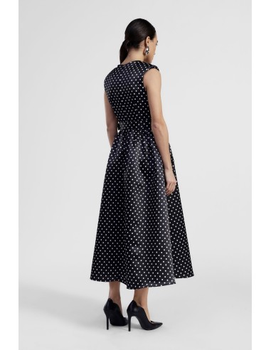 Vestido longo sem mangas de bolinhas com cinto Dixie