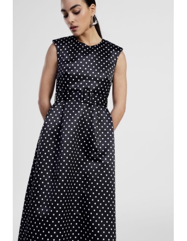 Vestido longo sem mangas de bolinhas com cinto Dixie