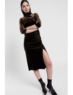 Vestido Longo Drapeado com Mangas Três-Quartos Dixie