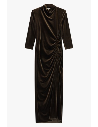 Vestido longo drapeado com mangas três-quartos Dixie