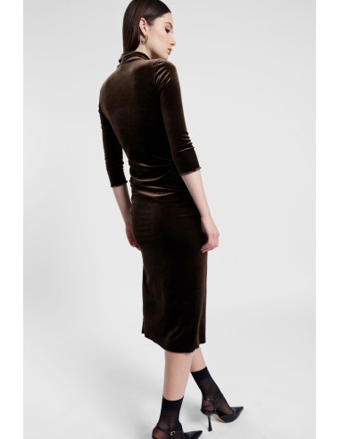 Vestido longo drapeado com mangas três-quartos Dixie