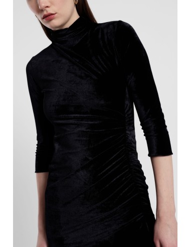Vestido Longo com Drapeado e Gola Alta Dixie
