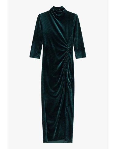 Vestido Longo com Drapeado e Gola Alta Dixie