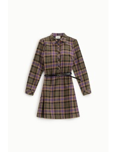 Abito Corto A Quadri Con Cintura E Maniche Lunghe Dixie - Vestiti F... 2