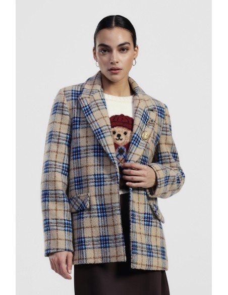 Blazer Xadrez Con Lapela E Botões Dixie