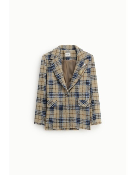 Blazer Xadrez com Lapelas e Botões Dixie