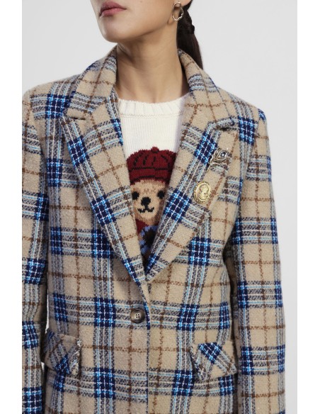Blazer xadrez com lapelas e botões Dixie