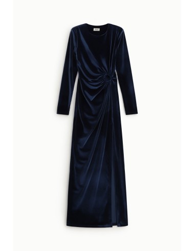 Vestido Comprido Drapeado Com Cut-Out E Fenda Dixie