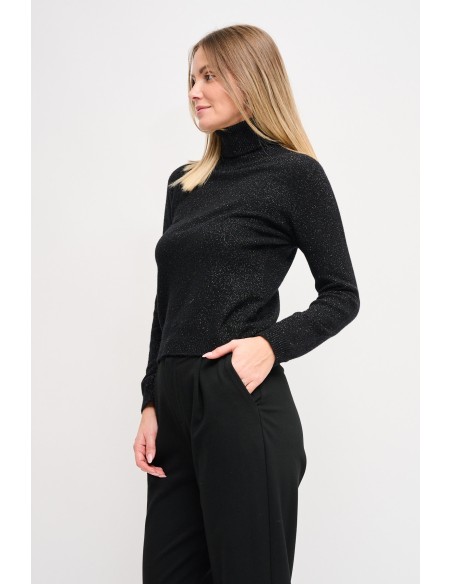 Camisola em lurex com gola alta Maryley