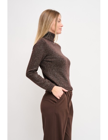 Camisola em lurex com gola alta Maryley