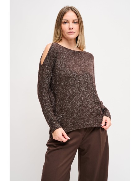 Camisola em lurex com cut-out Maryley