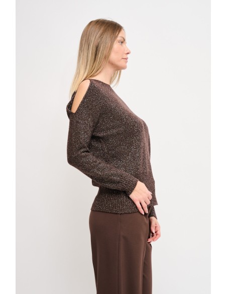 Camisola em lurex com recorte Maryley