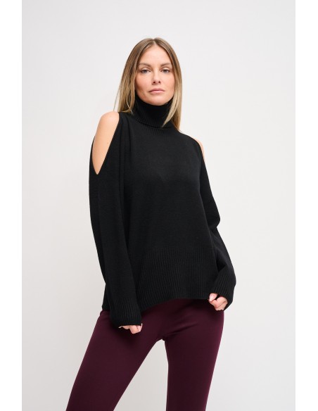 Malha com gola alta e cut-out Maryley